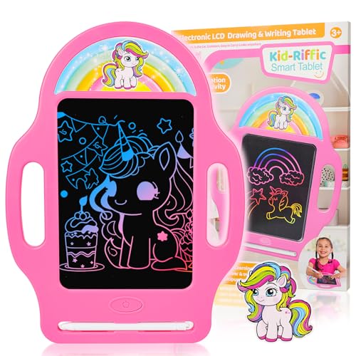 Unicorn 8.5 Inch LCD Writing Tablet for Kids 2-6 Drawing Tablet Doodle Board with Handle Travel Car Toy for Girls Educational Sketch Pad Birthday Christmas Gift