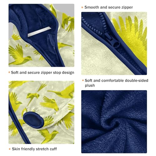 Yellow Flying Birds Girls Fleece Jacket Girls Fall Jacket Girls Zip Up Hoodie Girls Sherpa Jacket 2-10T3