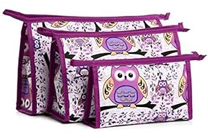 3 Pack Multifunctional Owl Makeup Bags
