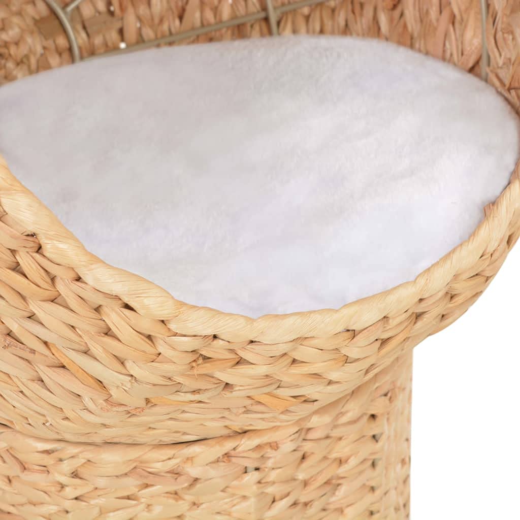 Katzenkorb Seegras - Handgefertigte Katzenhöhle mit herausnehmbarem Kissen, Natur-Katzenhaus Ø 35 cm, Höhe 45 cm, Gemütliches Katzenbett für drinnen
