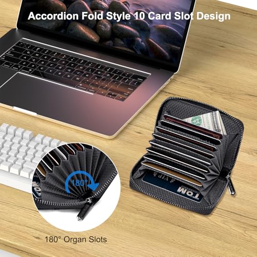 Image of Arctic Hunter Professional 10 Slots Card Holder Organiser with Gift Box Polyester Water-Resistant Pocket Size Coin Cash ATM Credit Card Case Wallets for Men Women, Black