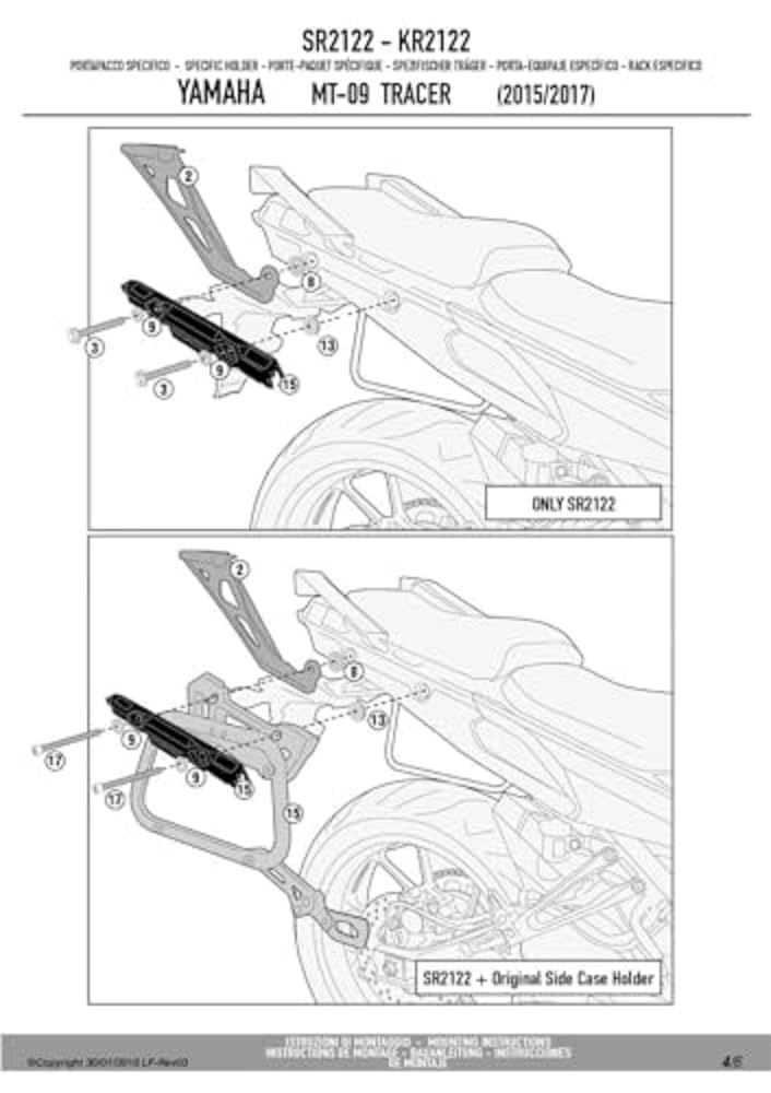 Givi - Attacco posteriore specifico per bauletto monokey o monolock sr2122