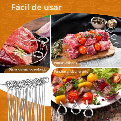 Miniatura 3 de Juego De 80 Pinchos Barbacoa, Brochetas Para Rouladenspieß De Acero Inoxidable De 10,5-11cm, Reutilizables Brochetas Largas Para Carne Para Pinchos De Rondas, Marisco Y Verduras, Plateadas
