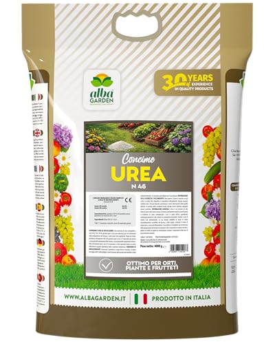 Albagarden - Concime Granulare Urea 46% + Azoto | MAXI 4 Kg – Crescita Rapida e Verde Intenso – Fertilizzante per Orto, Prato e Piante da Frutto Made in Italy