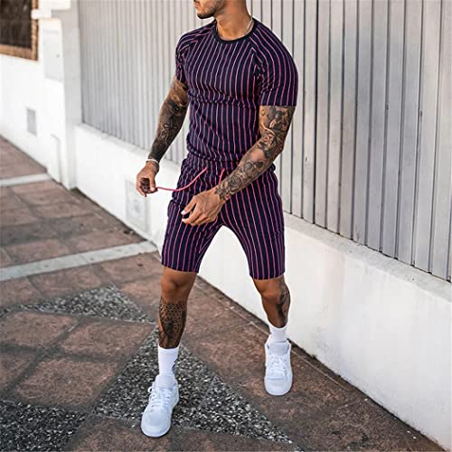 Zomer heren T-shirt trainingspak 2 stuk set casual sport pak afgedrukt outfits streetwear kleding, n, M - Afbeelding 5