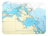 Navyline Seekarten Tischset oder 4 Glasuntersetzer Platzsets abwaschbar, Ausführung:Rügen