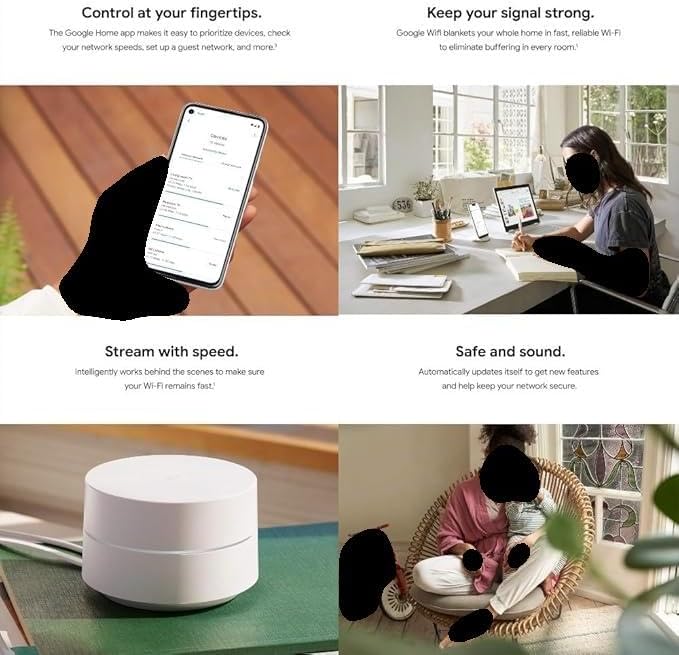 Miniatura 4 de Google WiFi AC1200 - Paquete de sistema de enrutador WiFi de malla (paquete de 3) - Cobertura de 4500 pies cuadrados - Embalaje al por menor - Fácil