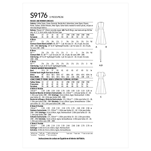 Simplicity SS9176BB BB (20W-22W-24W-26W-28W) Misses' & Women's fit & Flare Dresses with Sleeve & Neckline Variations & Reversible Belt - Image 4