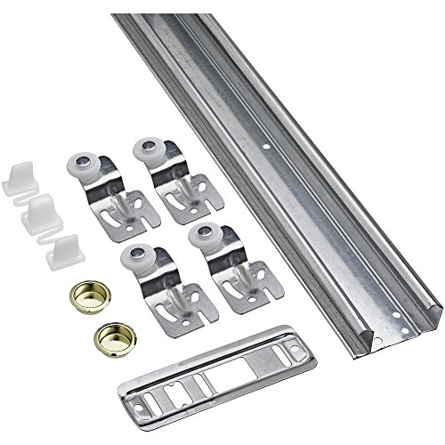 National Hardware N343-111 By-Passing Sliding Door Hardware Kit 48 in Steel Track with WeatherGuard...