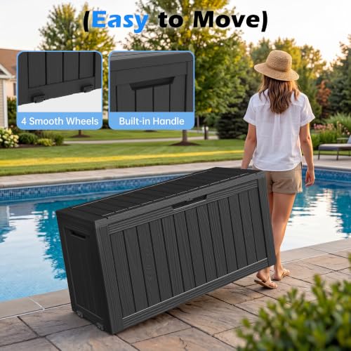 Image of Outdoor Storage Box Waterproof, 82 Gallon Deck Box for Patio Storage
