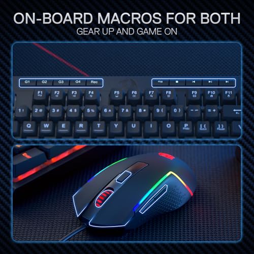 Image of Redragon S141 Gaming Keyboard & Mouse Combo, 98 Keys K515 Wired RGB Membrane Keyboard and 10000 DPI Wired M616 Gaming Mouse Bundle