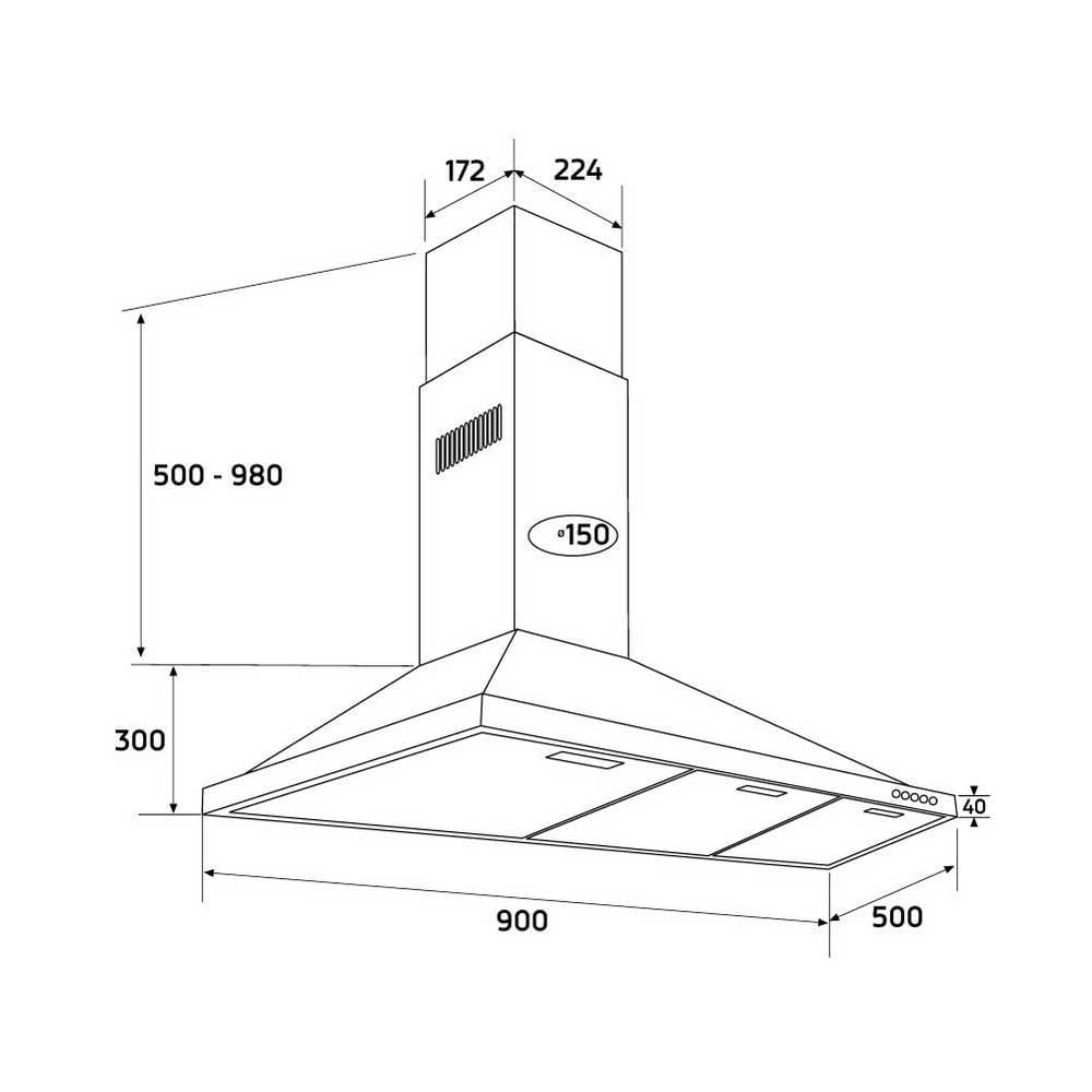 Orbegozo DS 48190 B IN Campana Extractora Decorativa 90 cm