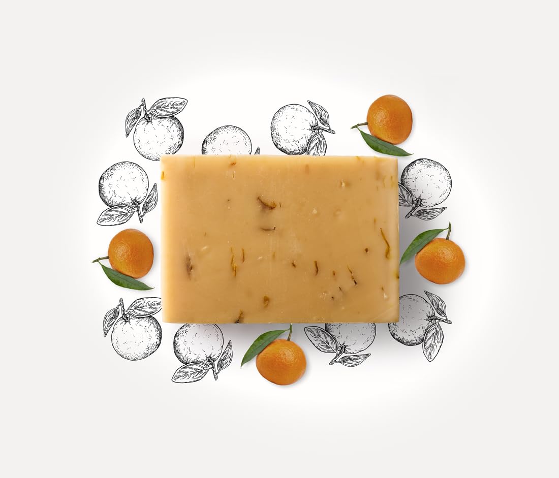 Pastilla de Jabón Orgánico Piel Seca, Mandarina y Caléndula, Artesanal en Francia, Certificado COSMOS, 90g — view 6