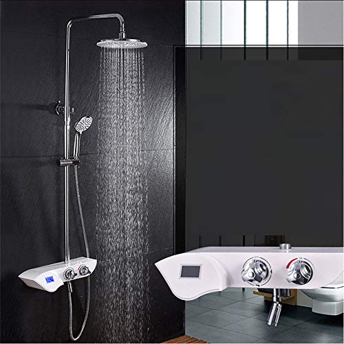 Colonne de douche digitale en noir mat avec mitigeur thermostatique 3 fonctions