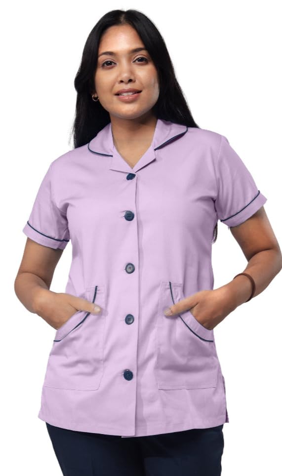 UNIFORM CRAFT Women's Polyester and Cotton Twill Nurse Uniform,ONLY TOP (Purple Navy,XL -SIZE)