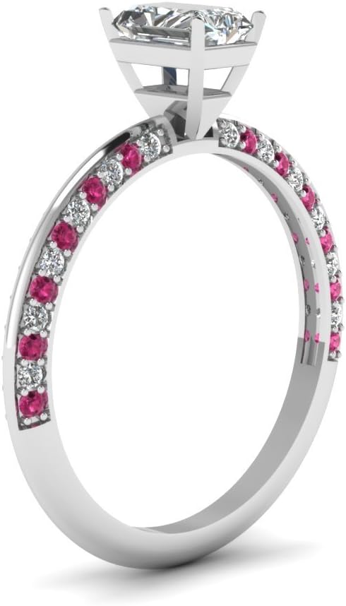 Choose Your Gemstone Petite Knife Edge Diamond CZ Ring sterling silver Radiant Shape Petite Engagement Rings Matching Jewelry Wedding Jewelry Easy to Wear Gifts US Size 4 to 12