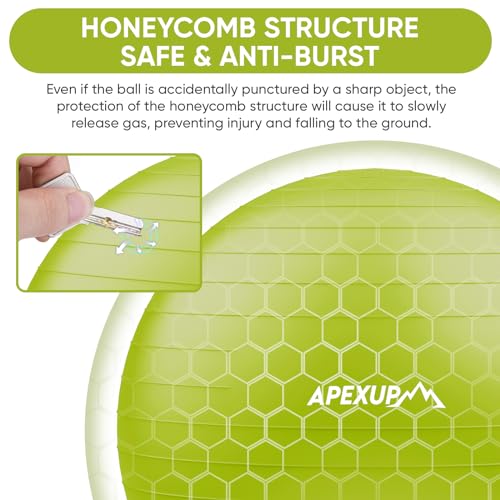 Image of APEXUP Yoga Ball, 660 lbs Anti-Burst Exercise Ball with Pump, 5 Sizes | Anti-Burst, Anti-Slip, SGS Certified, Strengthens Core, Improves Balance & Posture, Boosts Flexibility & Stability