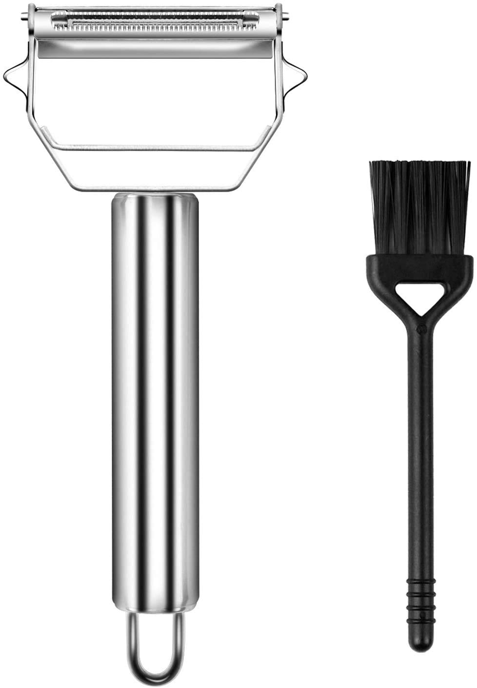 Gnker Peeler Stainless Steel Cutter Slicer with Cleaning Brush Pro for Carrot Potato Melon Gadget Vegetable Fruit Potato Vegetable Peelers Sets for Kitchen Peeler Apple, Carrot, Veggie, Fruit