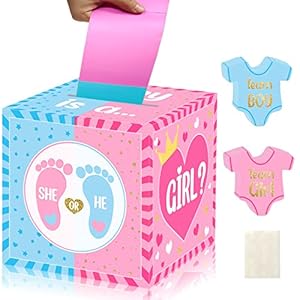 hongpar Boîte de jeu à tirer pour révélation du sexe de bébé, boîte de vote avec 60 cartes de vote, garçon ou fille…