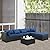 Lviden 7 Pieces Outdoor PE Wicker Furniture Set Patio Rattan Sectional Conversation Sofa Set with Navy Blue Cushions and Glass Top Table