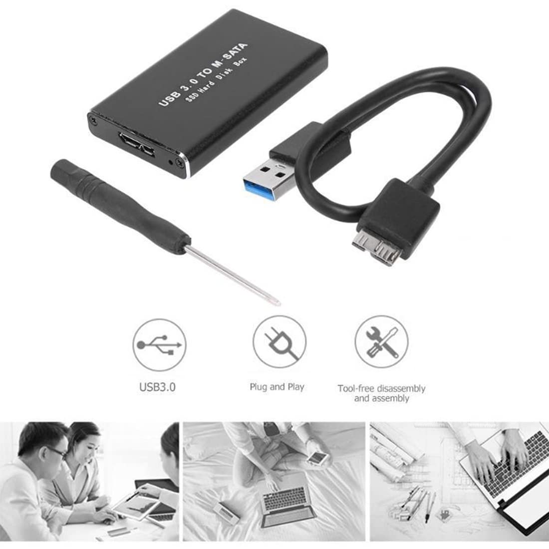 Boîtier SSD MSATA vers USB 3.0 Adaptateur 30 x 50 mm 30 x 30 mm