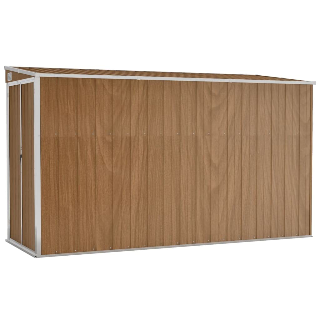 vidaXL Abri de Jardin Mural Abri de Rangement d'Outils Rangement d'Equipement de Jardin Extérieur Marron 118x288x178 cm Acier Galvanisé