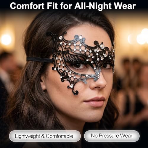Image of Exlinonline Lace Masquerade Mask Elastic,Fit for Adult,Soft Gentle Material,Specially For Costume,Thememed Party