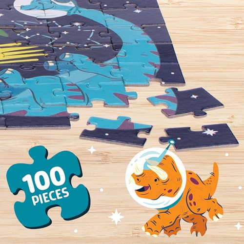 Chuckle & Roar - Rompecabezas Brillan en la Oscuridad para Niños - 100 Piezas Educativo de Dinosaurios Espaciales - Edad 6+ miniatura 6