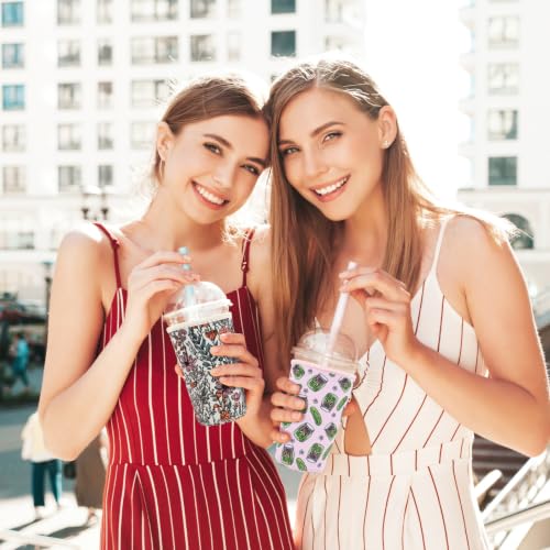Image of Insulated Neoprene Cup Sleeve for Iced Coffee & Cold Soda - Reusable & Sweatproof, Keeps Drinks Cold Longer, Coffee Coolie for Hot & Iced Drinks (Wildflowers, Large: 32oz)