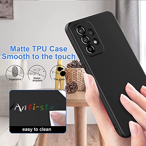 Image of DIZORO Microfiber Candy Case Compatible for Samsung A73 5g Smooth Touch Cushion Liquid Soft Silicone Gel Rubber Phone Cases Non-Slip Full Body Protective Shockproof Back Cover - Black