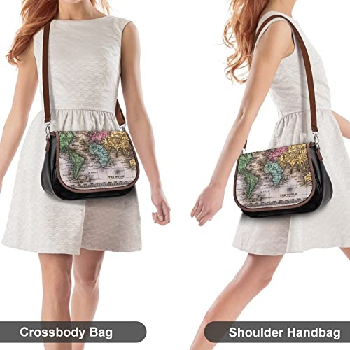 Printed Leather Crossbody Bags Women Shoulder Messenger Bags Designer Satchels Old World Map4