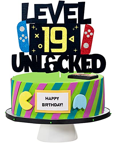 Level 19 Unlocked Video Game Cake Topper - Level 19 Unlocked Awesome 2003 Boy's Birthday Cake Topper - Video Game 19th Birthday Cake Decorations