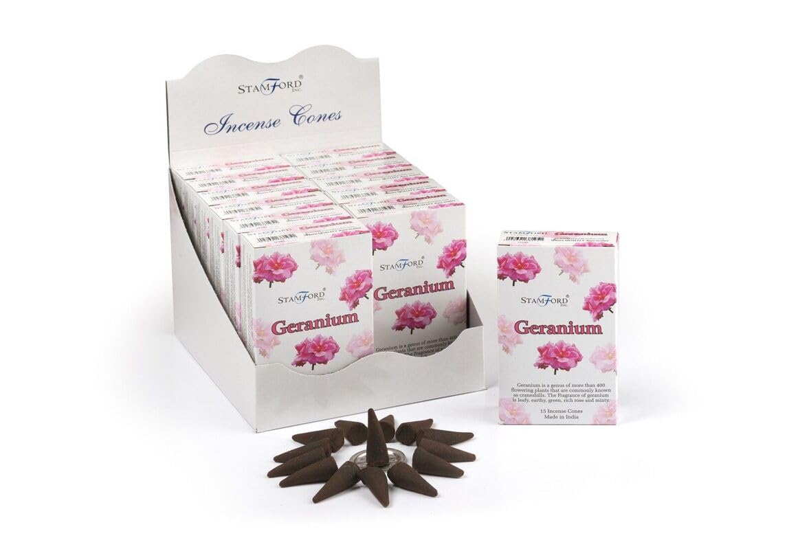 Stamford Incense Cones Geranium - 12 Packs x 15 Cones