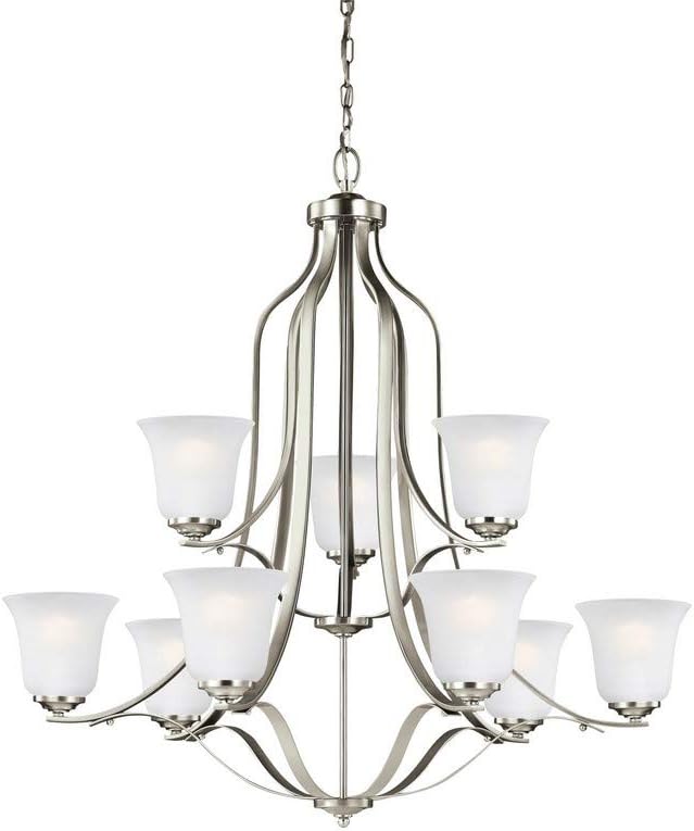 Generation Lighting 3139003-962 Transitional Three Light Chandelier from Seagull - Emmons Collection in Pewter, Nickel, Silver Finish, 300 Total Watts, 22.5 Inch Height