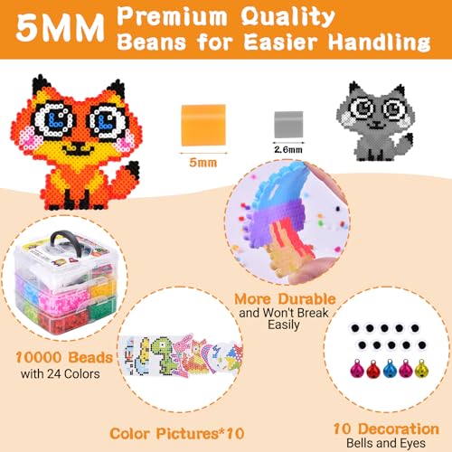 Miniatura 5 de Joyboy Juego De Cuentas Para Planchar,11500 Abalorios Fusibles 5mm ,Beads Kit Completo Con Un Caja De Almacenamiento,Cuentas De Hierro Fusibles,Diy Manualidad Con Papel De Planchado Y Otros Accesorios
