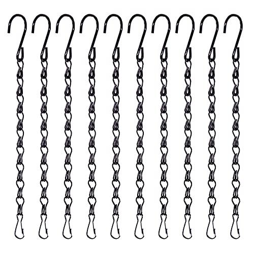 Keadic 15 Pcs 9.5 Inch Hanging Chain, Black Decorative Metal Hook Chain Hanging for Bird Feeders,Planters,Lanterns, Wind Chimes,Billboards, Chalkboards, and More Indoor and Outdoor Use