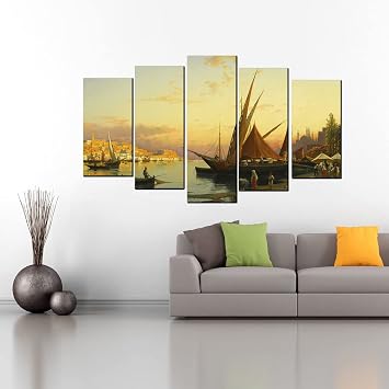 Ozcanlar Cerceve Kanvas Tablo Bask - Mdf bask  -Par al  Kanvas-  er eve-Dekor Tuval Bask  -Ya l  Boya-Osmanl  Tablo- Modern Tablo-Resim-60X100-5li Kanvas PAR ALIKANVASTABLO-C3