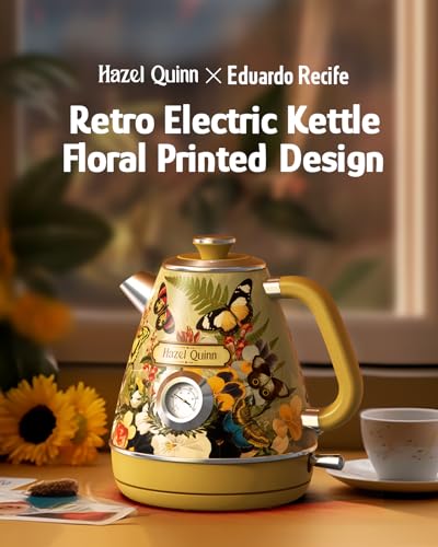 Hazel-Quinn-X-Eduardo-Recife-Collaboration-Electric-Retro-Tea-Kettle-with-Thermometer-17-Litres-575-Ounces-All-Stainless-Steel-Fast-Boiling-1200W-Cordless-BPA-free-Automatic-Shut-Off Hazel Quinn X Eduardo Recife Collaboration Electric Retro Tea Kettle with Thermometer 17 Litres 575 Ounces All Stainless Steel Fast Boiling 1200W Cordless BPA free Automatic Shut Off