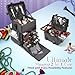 Kemier studio makeup case Omni-directional wheels 2 in 1 Professional Soft Sided,Removable,Artist Rolling Makeup Train Case,Cosmetic Organizer w/Storage Drawers