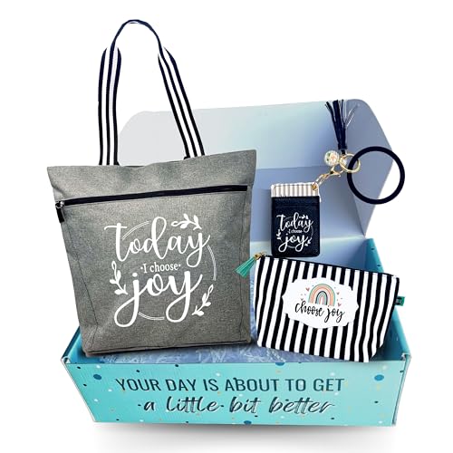 Brooke and Jess Designs - Choose Joy Lexie Tote Bag, Janie Makeup Bag, Keychain Accessory Gift Box