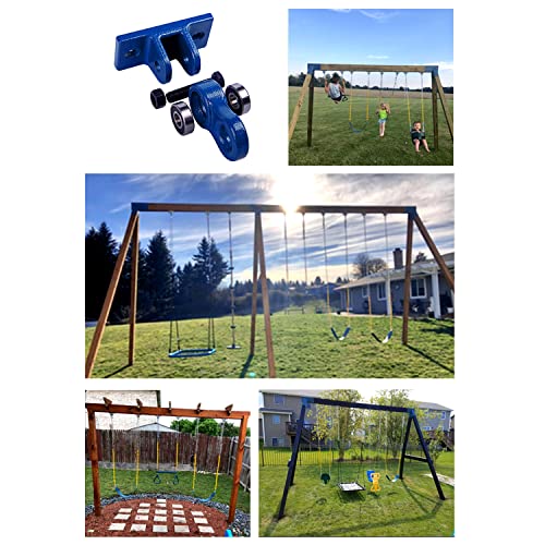 Image of ABUSA Heavy Duty Blue Swing Hangers Screws Bolts Included Over 5000 lb Capacity Playground Porch Yoga Seat Trapeze Wooden Sets Indoor Outdoor (4 Pack)