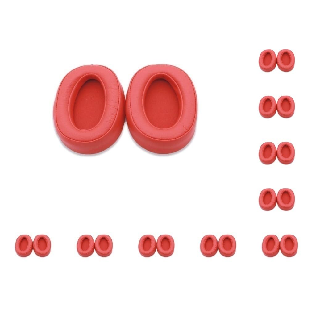 Lot de 10 coussinets en cuir pour écouteurs intra-auriculaires de rechange pour casque MDR-100ABN Rouge