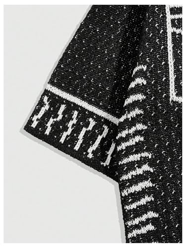 Men's Graphic Crochet Sweaters Button Down Short Sleeve Summer Collared Knit Tops3