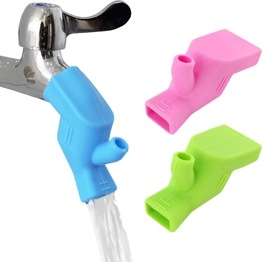 Tinkpin [Pack of 2] Flexible Silicone Polished Faucet Extension||Tap Extender for Wash Your Face||Faucet Extender for Drink Water||Fauce for Kitchen & Bathroom [Multicolor]