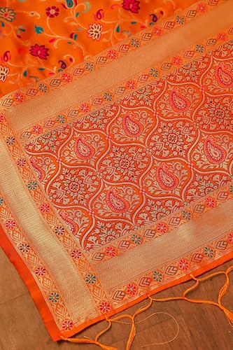 Image of DEVANGI Women's Woven Banarasi Silk Dupatta /Chunni For Women, Floral Print 1 Meter Wide and 2.3 Meter Length Printed Designer Dupatta /Chunni For Girls