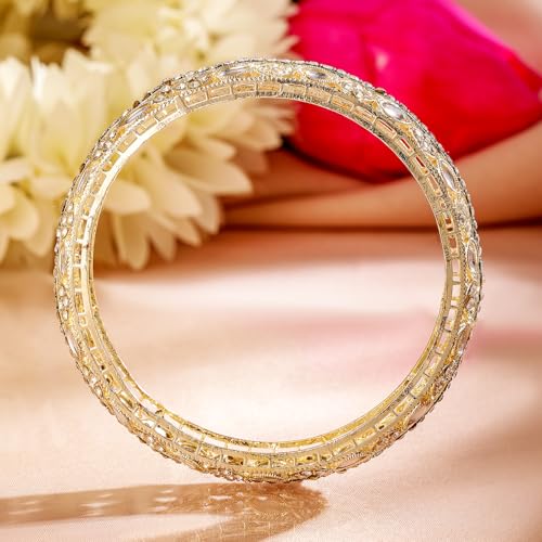 Image of Rubans Bangles Set of 4 American Diamond Zirconia Stylish Trendy Jewellery Gift for Women & Girls