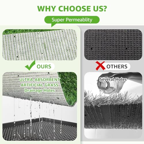 Image of Dog Grass Pad with Tray - 20''x16'' Litter Box for Balcony Apartment | 2 Pack Replacement Artificial Grass, Indoor Outdoor Potty Training Turf, Washable Reusable Pee Pad for Dogs, Easy to Clean