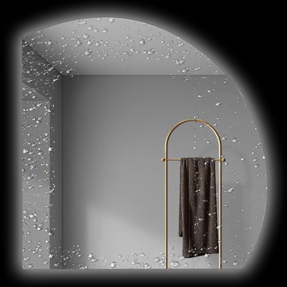 SXFSDOU LED Backlit Bathroom Vanity Mirror with Anti Fog Wall Mounted 28 Inch Irregular Shape Half Circle Frameless Makeup Right White Light 28inch/70cm