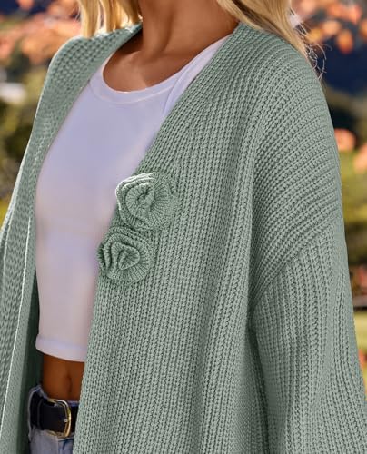 Image of MEROKEETY Long Sleeve Oversized Cardigan Sweaters for Women | Fall Winter Sweaters, Open Front, Chunky Knit, 2026 Casual Work Outerwear with Pockets