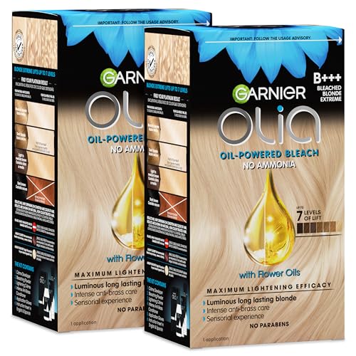 Garnier Olia Hair Color, Ammonia-Free Permanent Hair Dye, Oil-Powered Formula for up to 7+ levels of lift with Bonding Care, Vegan & Cruelty Free, B+++ Bleach Blonde Extreme, 2 Count